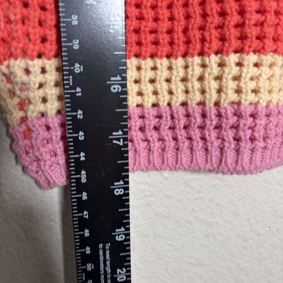 Full Tilt Sweater Women's Small Striped Crochet Knit Cropped Square Neck Top - Picture 5 of 7